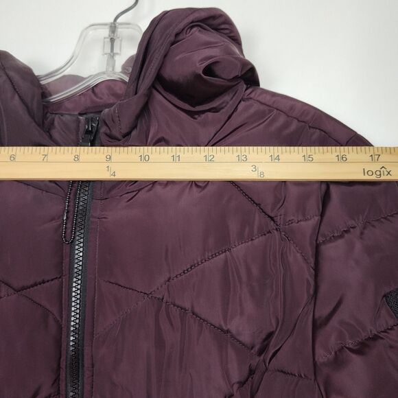 Madden NYC Puffer Coat Women's M Deep Purple Hooded Full-zip Logo - Picture 3 of 8